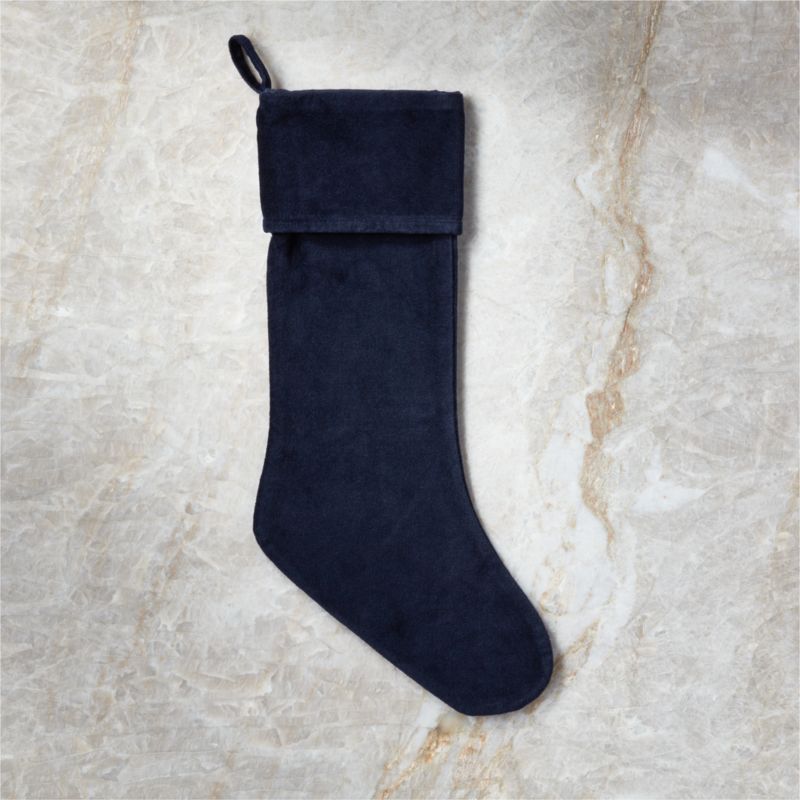 Flake Navy Velvet Christmas Stocking | CB2 | CB2