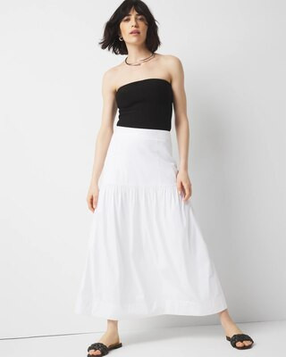 Women's Petite Poplin A-Line Maxi Skirt in White size 4 | White House Black Market | White House Black Market