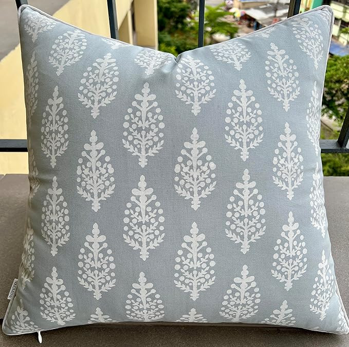Block Printed Decorative Square Accent Throw Pillow Cover - Sofa, Chair, Couch, Living Room, Bedr... | Amazon (US)