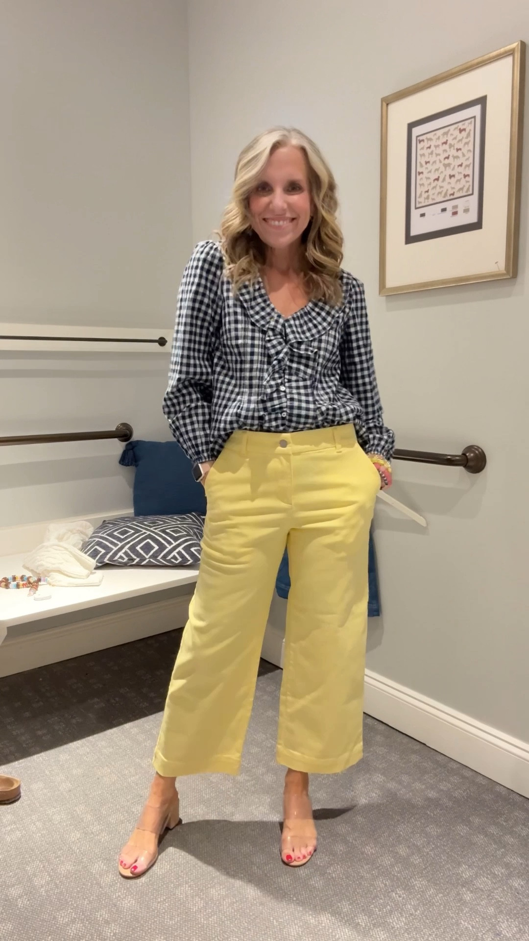 Give me all the brights, ginghams and polka-dots. Wearing 2 pants and XS in everything else. @Talbots 

#LTKOver40 #LTKSaleAlert #LTKgrwm