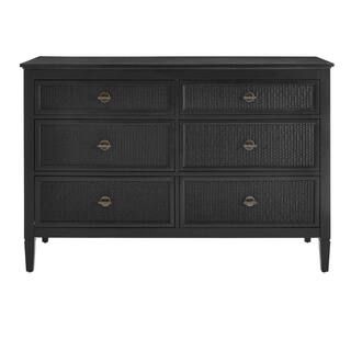 Marsden Black 6-Drawer Cane Dresser (54 in W. X 36 in H.) | The Home Depot