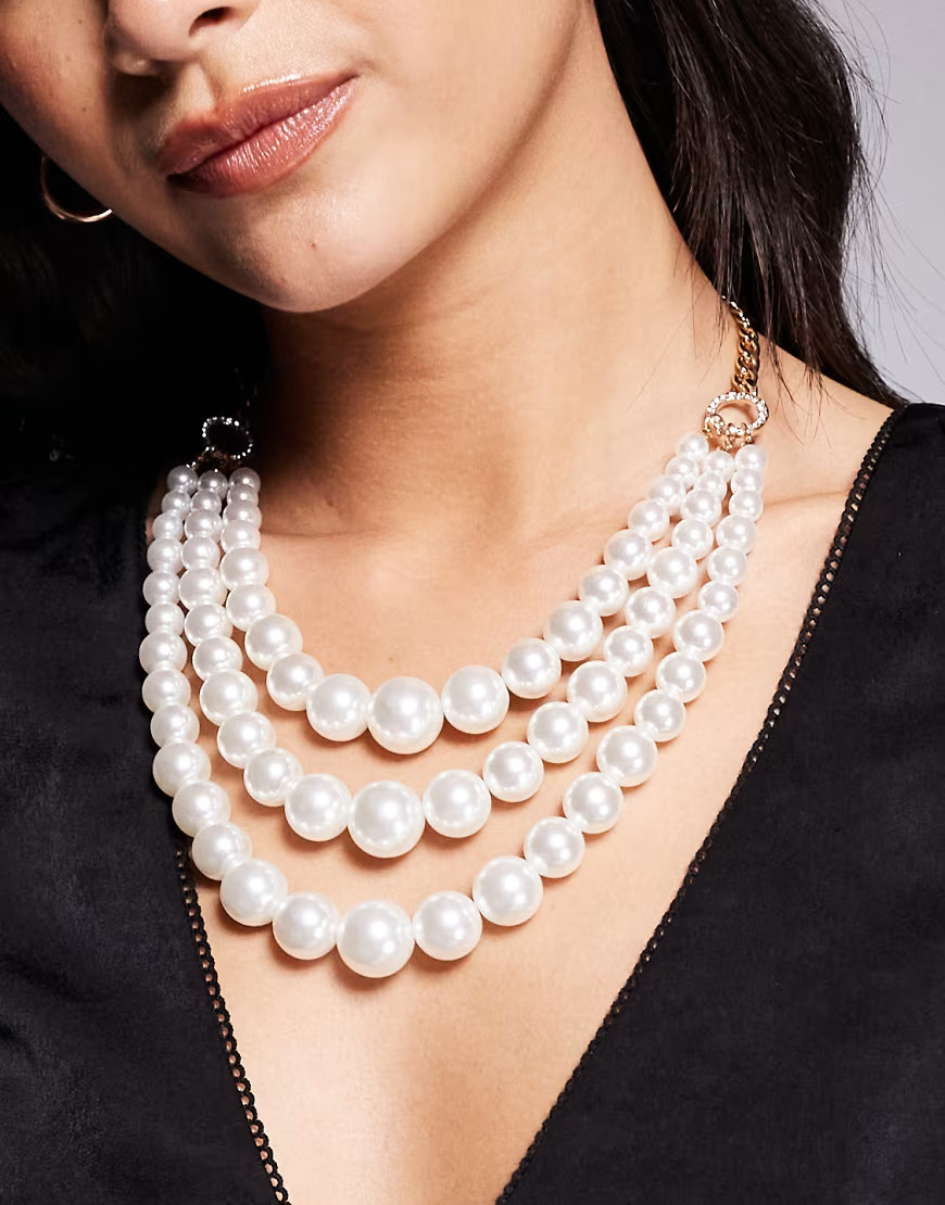 True Decadence multirow pearl necklace-Gold | ASOS (Global)