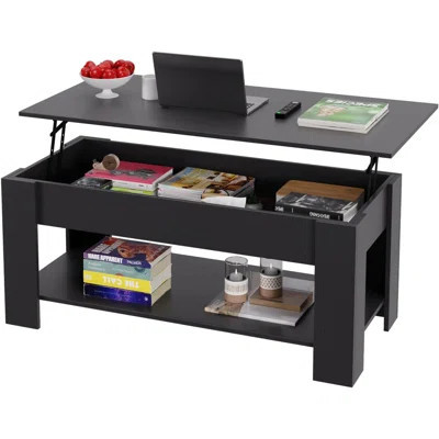 Lift Top Coffee Table With Hidden Storage Compartment And Lower Shelf - Durable Wooden Lift-Top Design With Hydraulic Lifter For Living Room | Wayfair North America