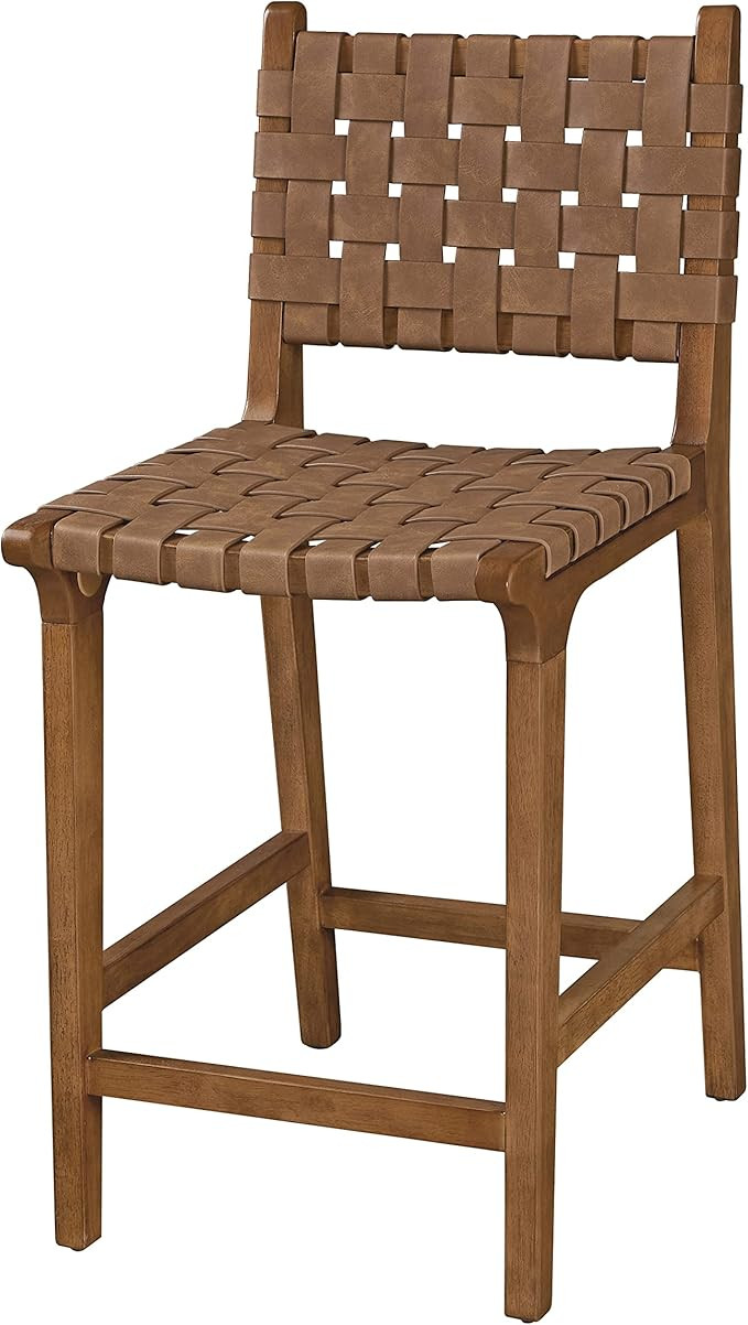 Ball & Cast HSA-1110-24B Home Kitchen Faux Leather Woven Counter-Height Barstool Set of 1, 24 inc... | Amazon (US)