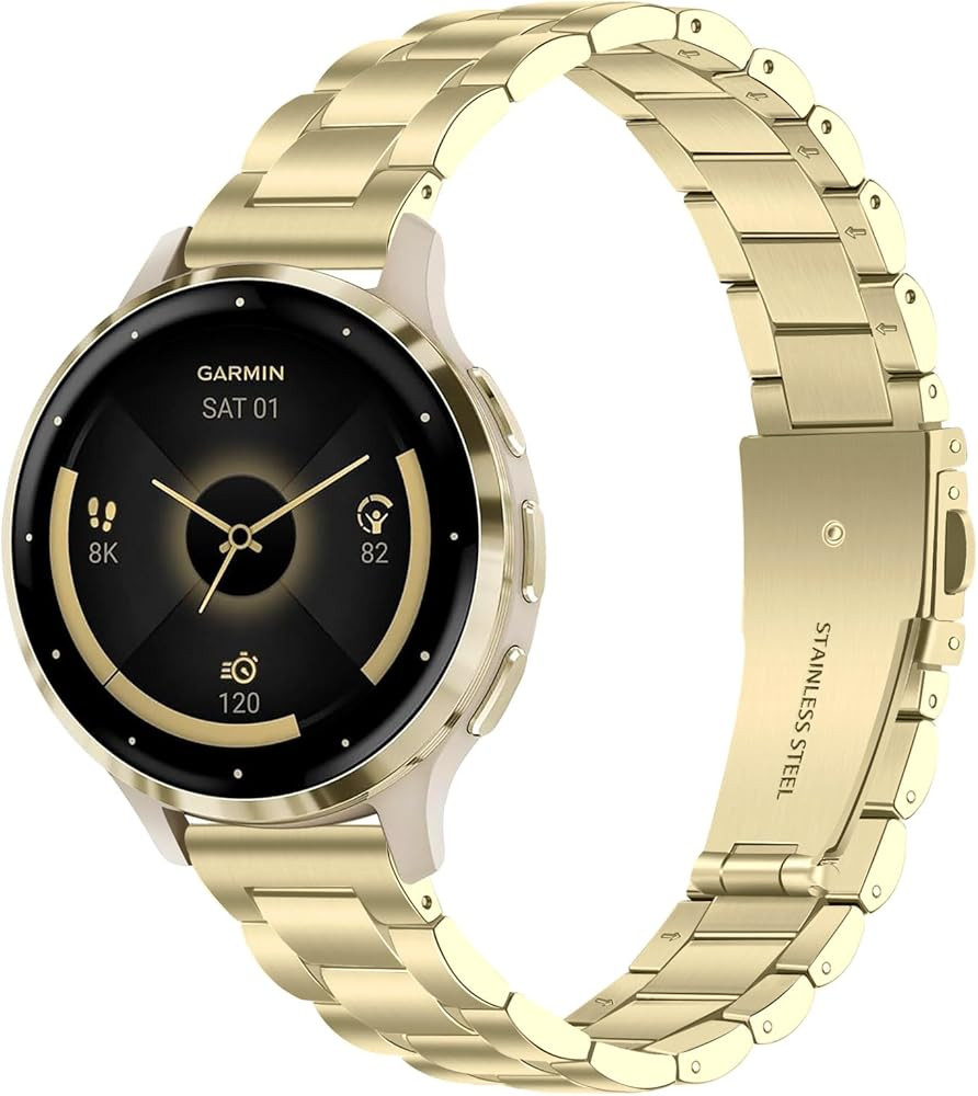 TRUMiRR Women's Bracelet Replacement for Venu 3S (41 mm) Smart Watch, Stainless Steel Metal Strap Soft Gold Watch Strap for Garmin Venu 3S / Venu 2S / Vivomove 3S / Forerunner 265S | Amazon (UK)