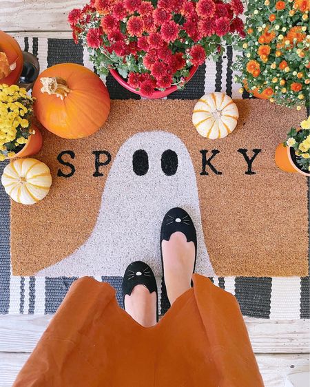 Our fall front porch is finally done! 🍁🎃🍂👻 My spooky doormat is is on sale for $9 at the moment too!!!!! #ltkfall #homedecor #fallhomedecor 

#LTKHoliday #LTKSeasonal #LTKHalloween