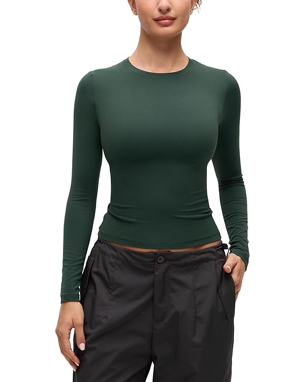 CRZ YOGA Softembrace Crewneck Long Sleeve Shirts for Women - Casual Going Out Tops Soft Basic Fit... | Amazon (US)