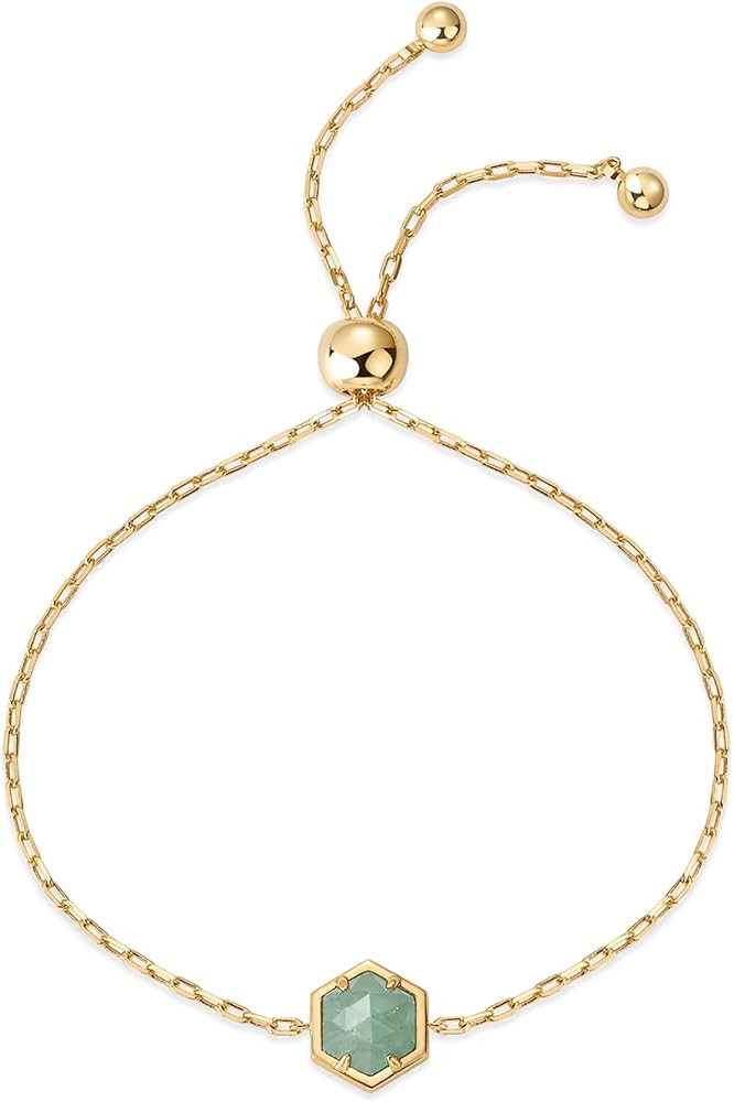PAVOI 14K Gold Plated Hexagon Gemstone Bracelet for Women | Natural Birthstone 9" Bracelet | Amazon (US)