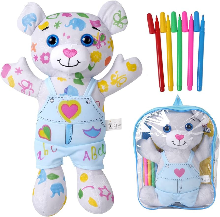 Coloring Plush Toy with 5 Washable Markers for Little Girls Doodle Dolls for Kids Ages 4-6 Birthd... | Amazon (US)