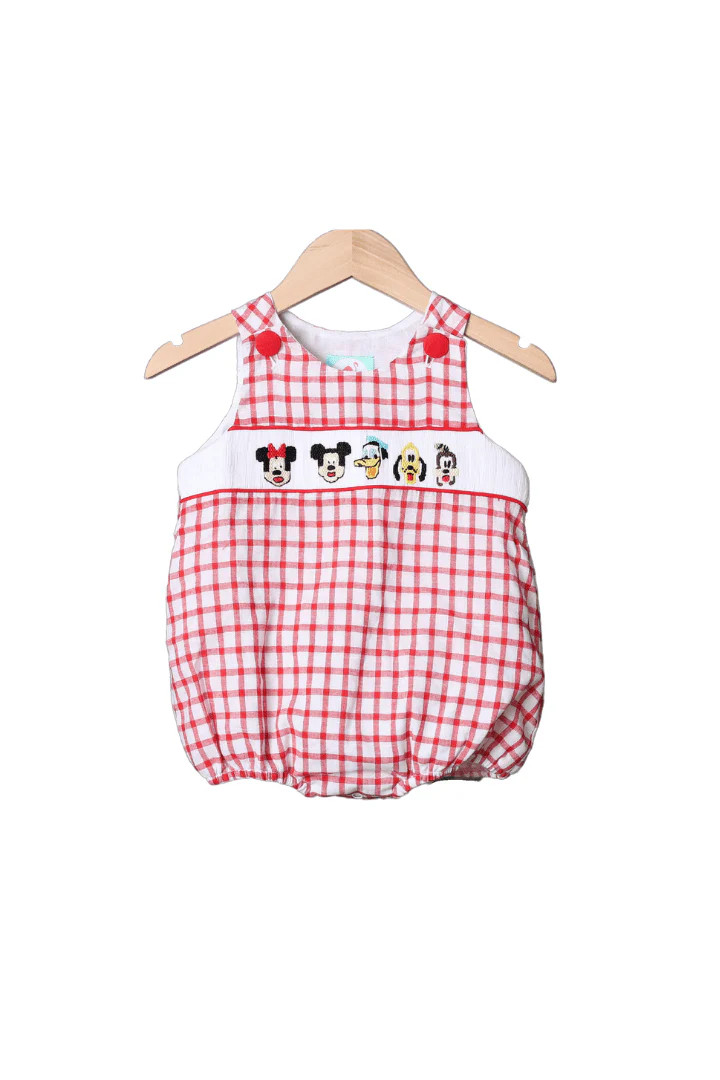 Smocked Mouse and Friends Red Windowpane Bubble | The Smocked Flamingo