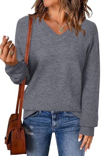 Arach&Cloz Women's Wool Blend Sweaters V Neck Winter Business Casual Warm Tops 2025 | Amazon (US)