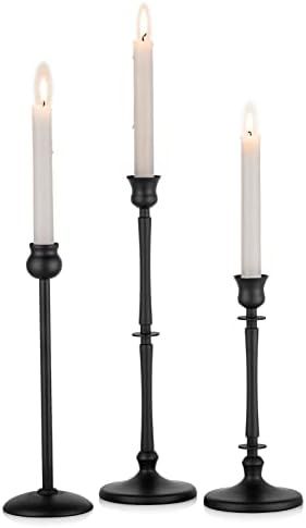 Nuptio Tall Candlestick Holders Matte Black Candle Holder Set of 3 Candle Stick Stand for Taper C... | Amazon (US)