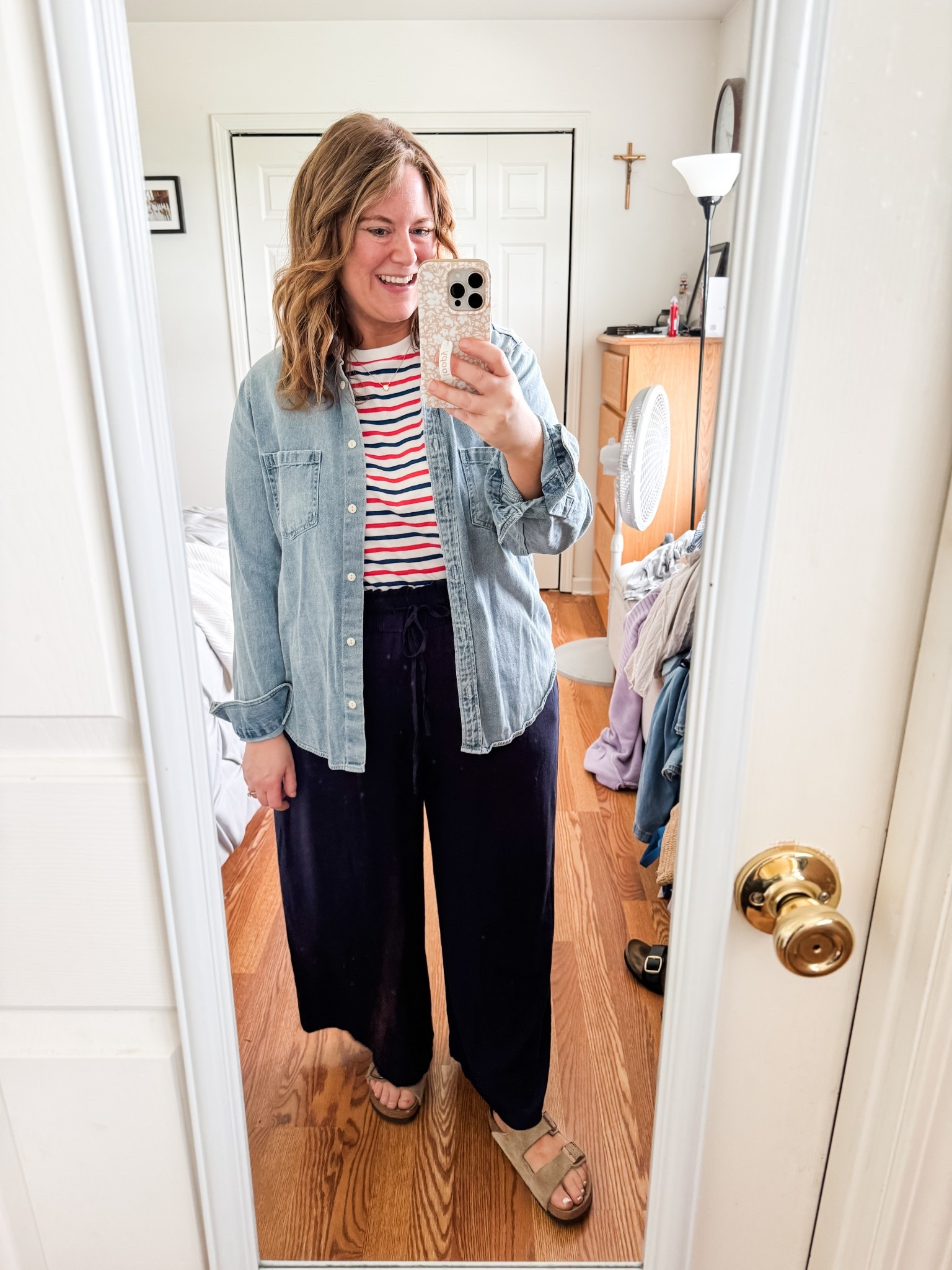 Wearing a large in my striped tee, an XL in the denim shirt & an XXl in pants (size up one!)

Memorial Day outfit! 4th of July outfit.  Red white & blue 

#LTKSummerEdit #LTKSeasonal #LTKMidsize