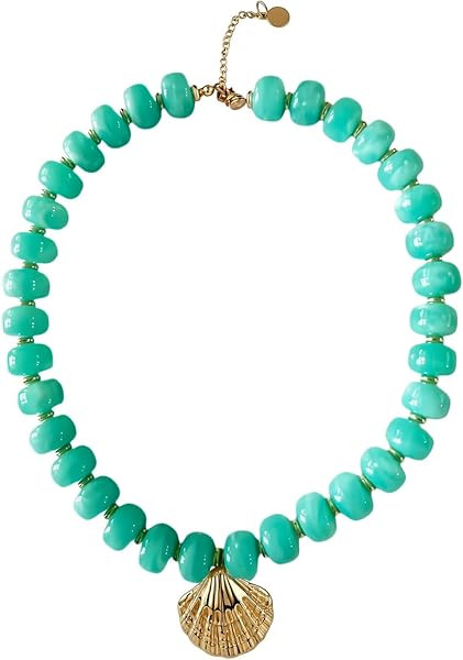 Colorful Chunky Beaded Shell Starfish Necklace for Women Blue Chunky Beaded Choker Necklace Gold ... | Amazon (US)