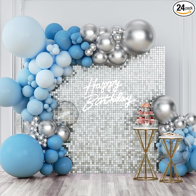 Shimmer Wall Backdrop Silver Square Sequin Wall Panel Backdrop Decor for Wedding, Anniversary, Bi... | Amazon (US)
