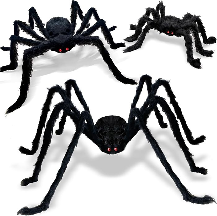 3 Pcs Big Spiders Halloween Decorations Outdoor Spiders for Halloween | Amazon (US)