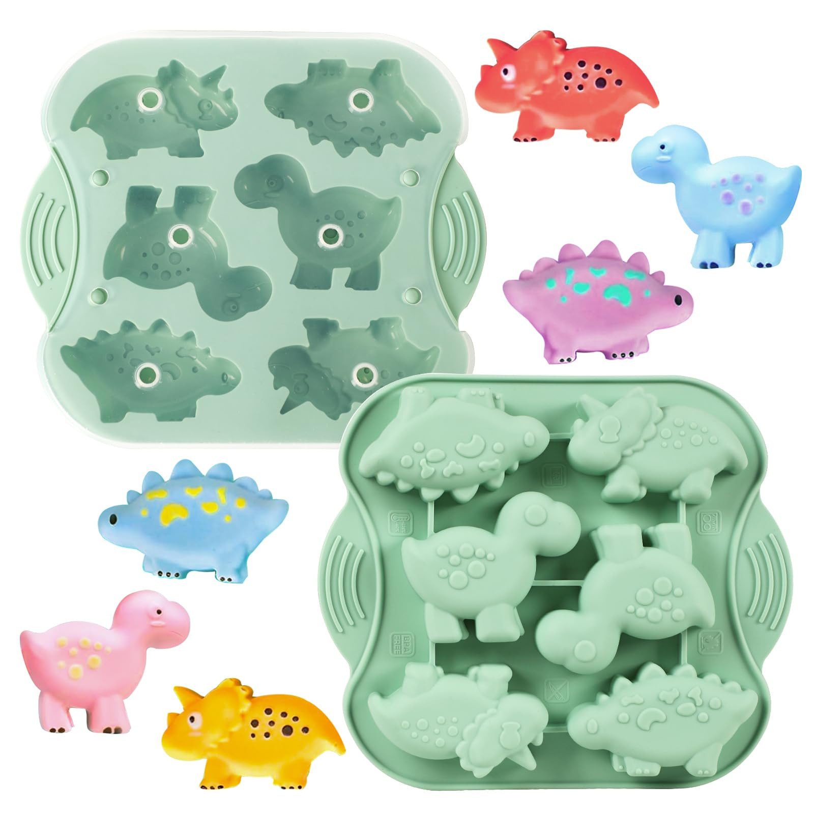 2-Pack Silicone Dinosaur Mold, Multi-Purpose Jello Molds for Kids, Dinosaur Silicone Mold for Cho... | Amazon (US)