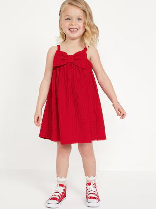 Sleeveless Textured Bow-Tie Dress for Toddler Girls | Old Navy (US)