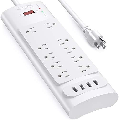 Power Strip, Bototek Surge Protector with 10 AC Outlets and 4 USB Charging Ports,1875W/15A, 2100 ... | Amazon (US)