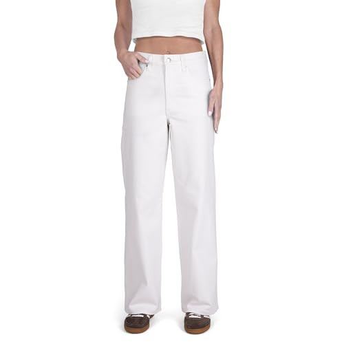 CAKE THE LABEL Women's High Rise Loose Straight Jeans Wide Legs Pants (White) | Amazon (US)