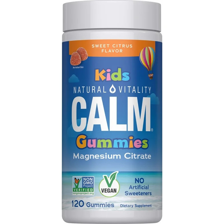 Calm Kids Magnesium Supplement Gummies | Sweet Citrus Flavor | 83 mg | 120 Count | by Natural Vit... | Walmart (US)