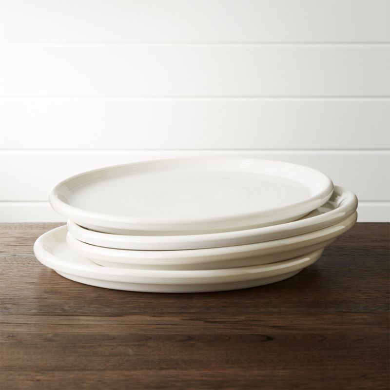 Set of 4 Farmhouse White Dinner Plate + Reviews | Crate and Barrel | Crate & Barrel