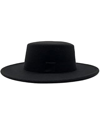 ASTRQLE Fashion Classic Black Wool Blend Fedora Hat Brim Flat Church Derby Cap | Amazon (US)