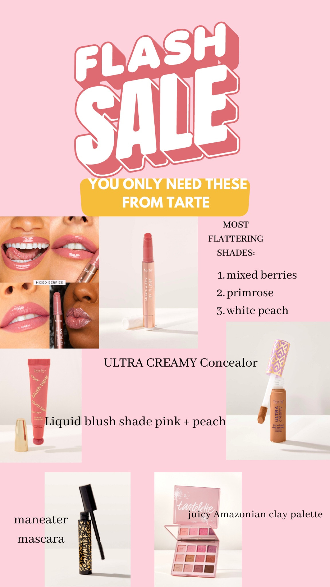 Tarte makeup sale, tarte sale, LTK tarte sale, the only things you need from the tarte sale, juicy lip plumper, voluminous mascara, creamy hydrating concealer, affordable makeup, tarte bestsellers, minimalistic makeup, no makeup makeup products, clean girl makeup 

#LTKFind #LTKSale #LTKbeauty