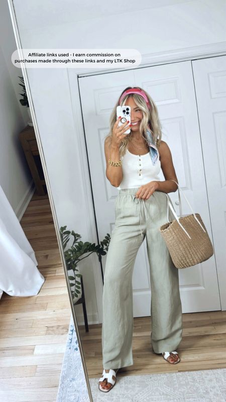 Casual summer outfit - Linen pants run TTS (wearing a small)
