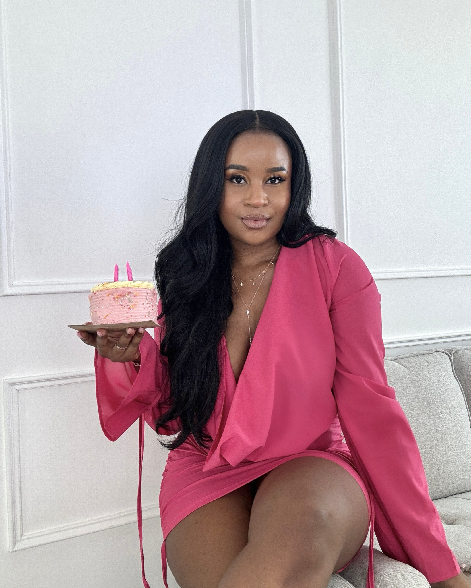 Pink party birthday dress PLT Hot Pink Long Ruched Sleeve Cowl Neck Bodycon Dress size 14 

#FashionMonth #LTKpartywear #LTKmodest