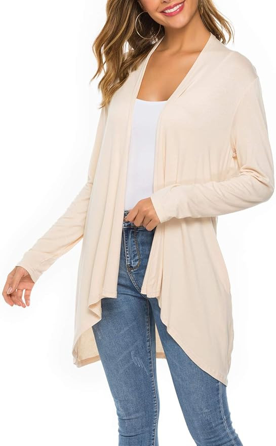 Women's Casual Long Sleeve Open Front Lightweight Drape Cardigans with Pockets | Amazon (US)