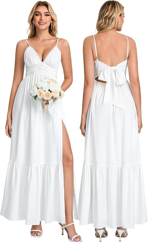 KUTUMAI Summer Lace Beach Engagement Bridal Baby Shower Maxi Dress | Amazon (US)