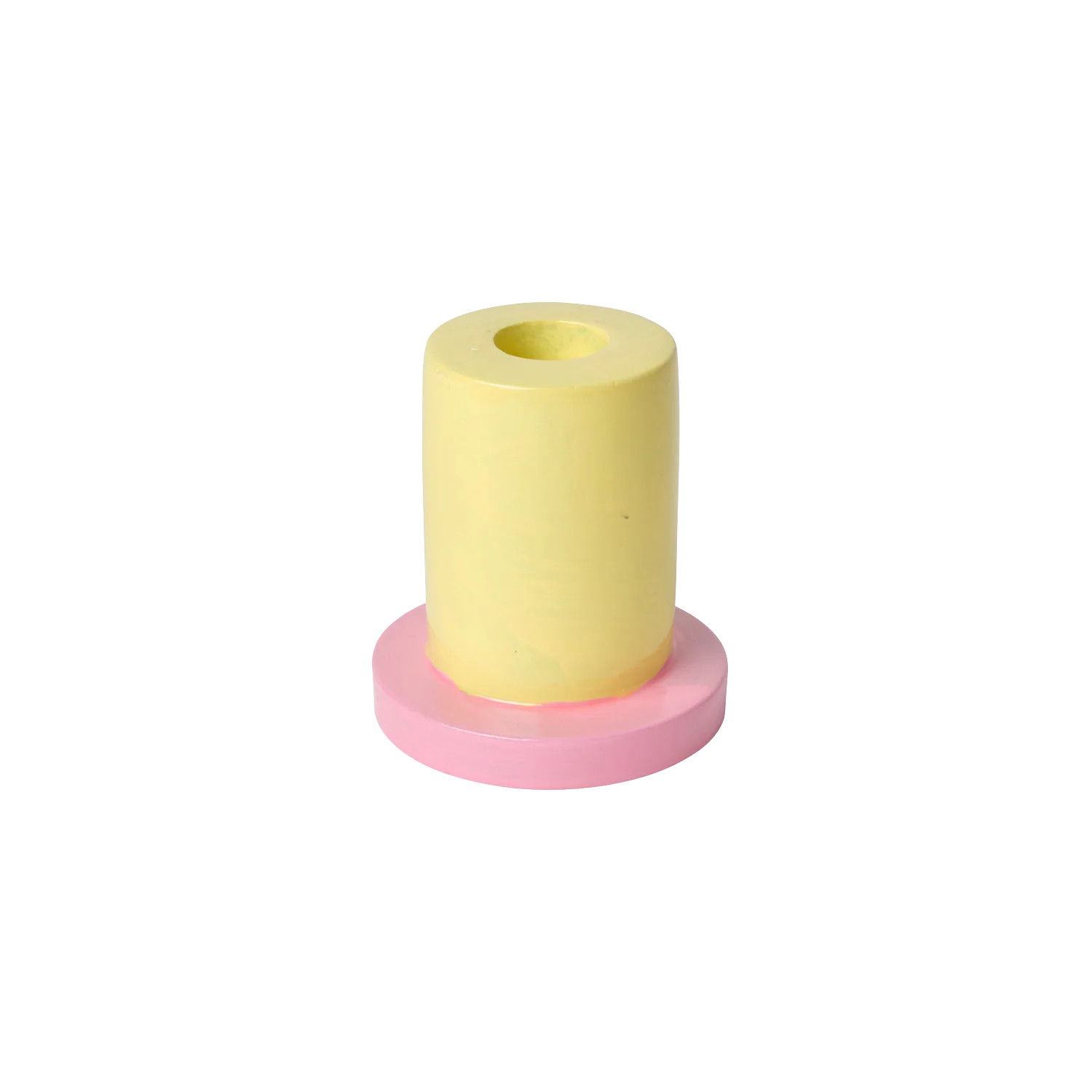 Tall Yellow and Pink Taper Candle Holder | In The Roundhouse