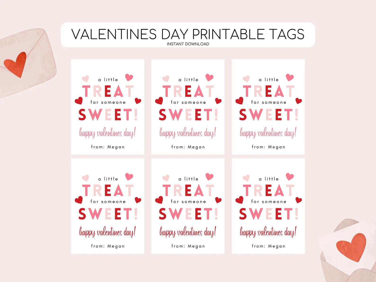 Printable Valentine's Day Tag, Sweet Treat Valentines Day Tag, Valentine Gift Label, Kids School ... | Etsy (US)