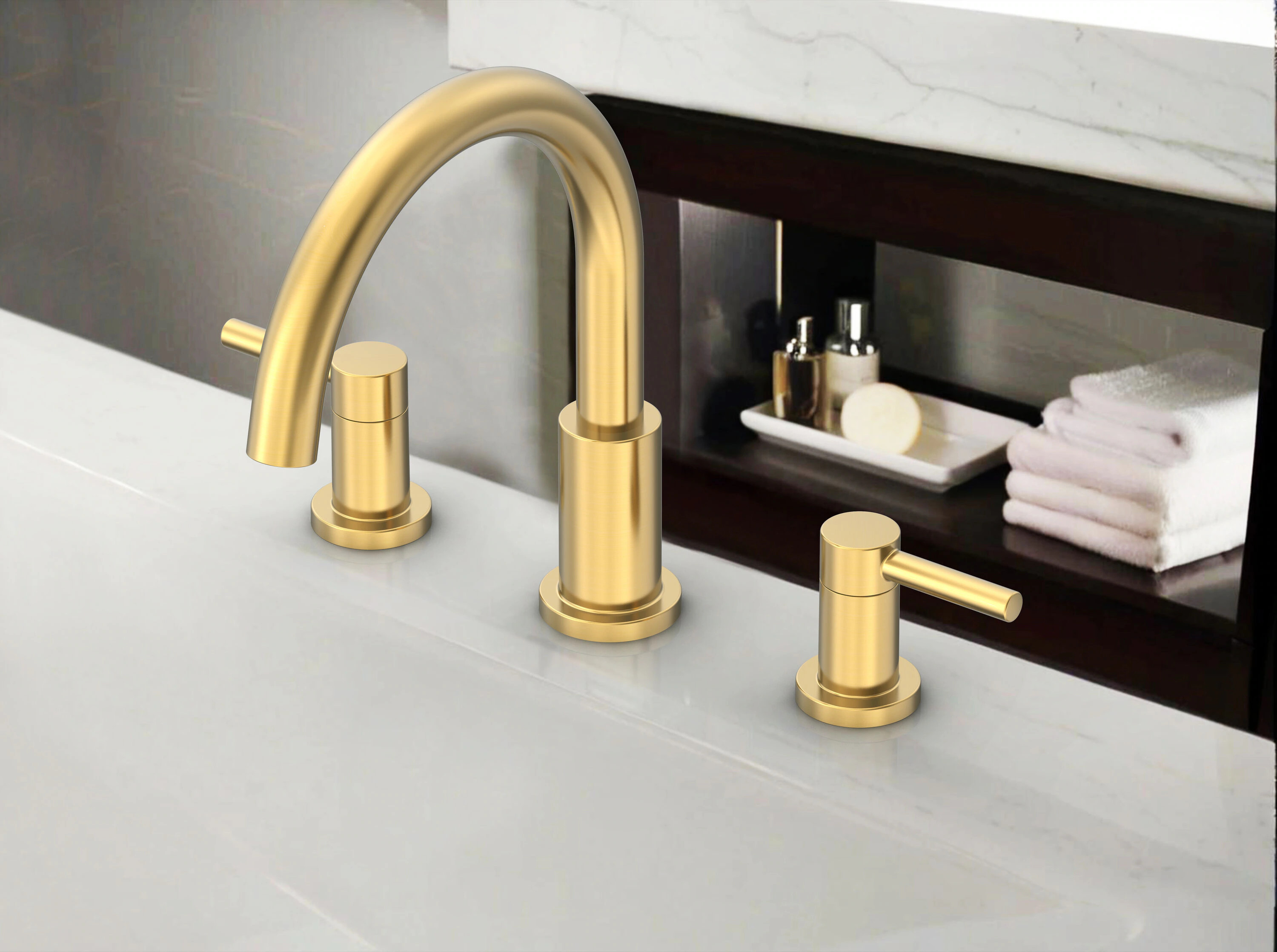 allen + roth Brushed Gold 2-handle Deck-mount Roman Mid-arc Bathtub Faucet ( Valve Included ) | 67420-514408 | Lowe's
