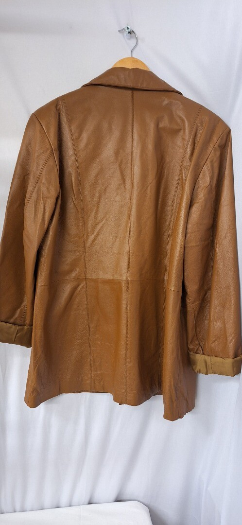 Ladies genuine leather tan blazer jacket, size 14. CG A11  | eBay | eBay UK