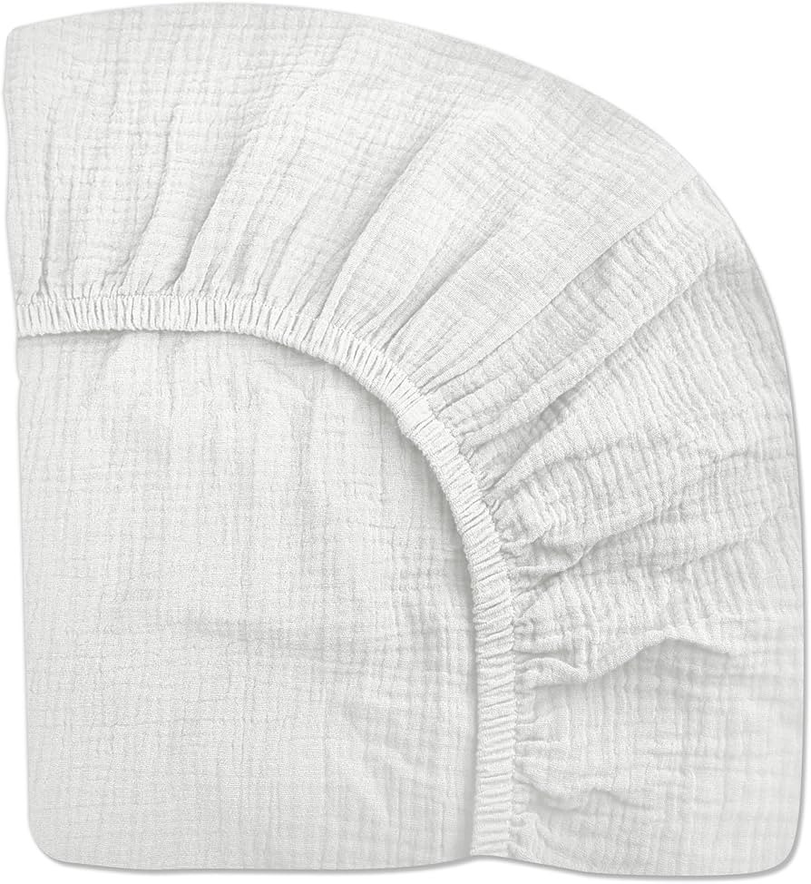 Crib Sheets for Boys Girl, Fitted Baby Toddler Bed Sheets 28" x 52", Neutral Muslin Cotton Crib M... | Amazon (US)