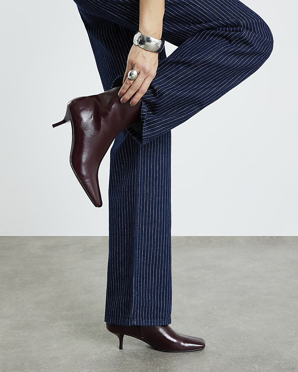 Red Square Toe Kitten Heel Ankle Boots | River Island UK & IE