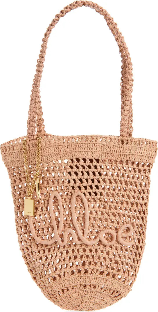 Small Summer Banana Crocheted Raffia Tote | Nordstrom