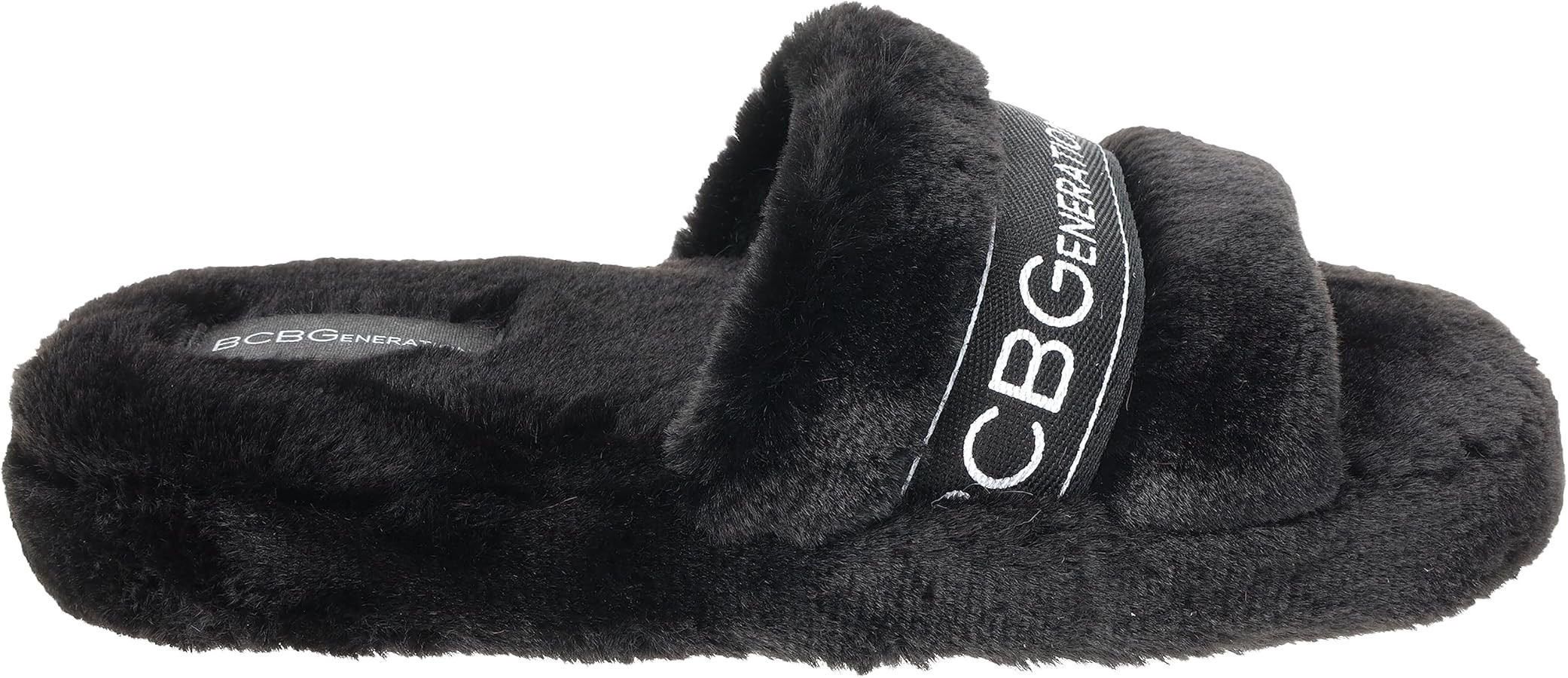 BCBGeneration Slippers for Women, Single Band Plush Slides, Size 5-6 to 9-10 | Amazon (US)