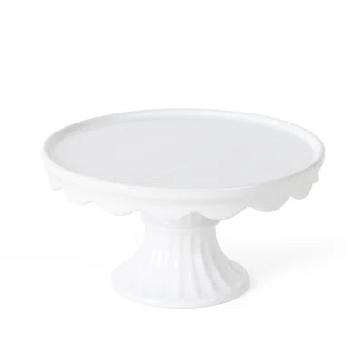 Martha Stewart Patterson 10" x 5.1" White Round Stoneware Cake Stand | Wayfair North America