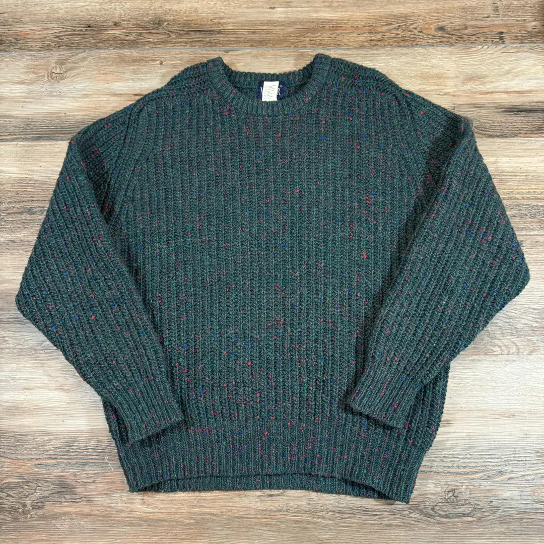 80s 90s Vintage WOOLRICH CHUNKY KNIT Green Rainbow Flecked Wool Sweater Retro Heavyweight Crewnec... | Etsy (US)