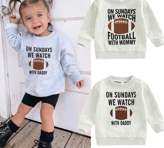 On Sundays We Watch Football With Daddy and Mommy, Vintage Style Sundey Football Kid Sweatshirt |... | Etsy (US)