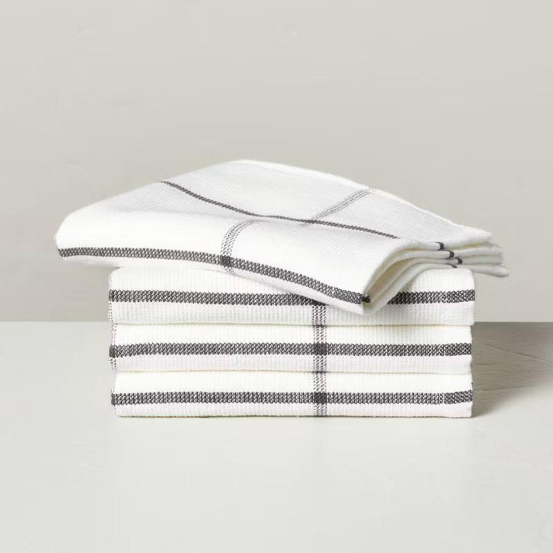 4pk Grid Lines Terry Dishcloth Set Cream/Gray - Hearth & Hand™ with Magnolia: Absorbent Kitchen... | Target