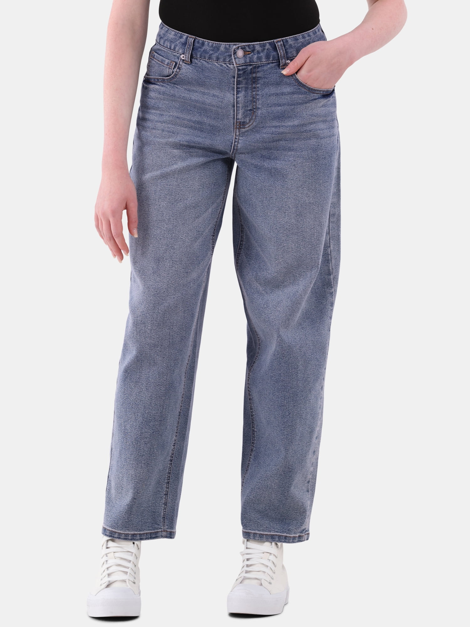 No Boundaries Slouchy Straight Jeans, 30” Inseam, Women's | Walmart (US)