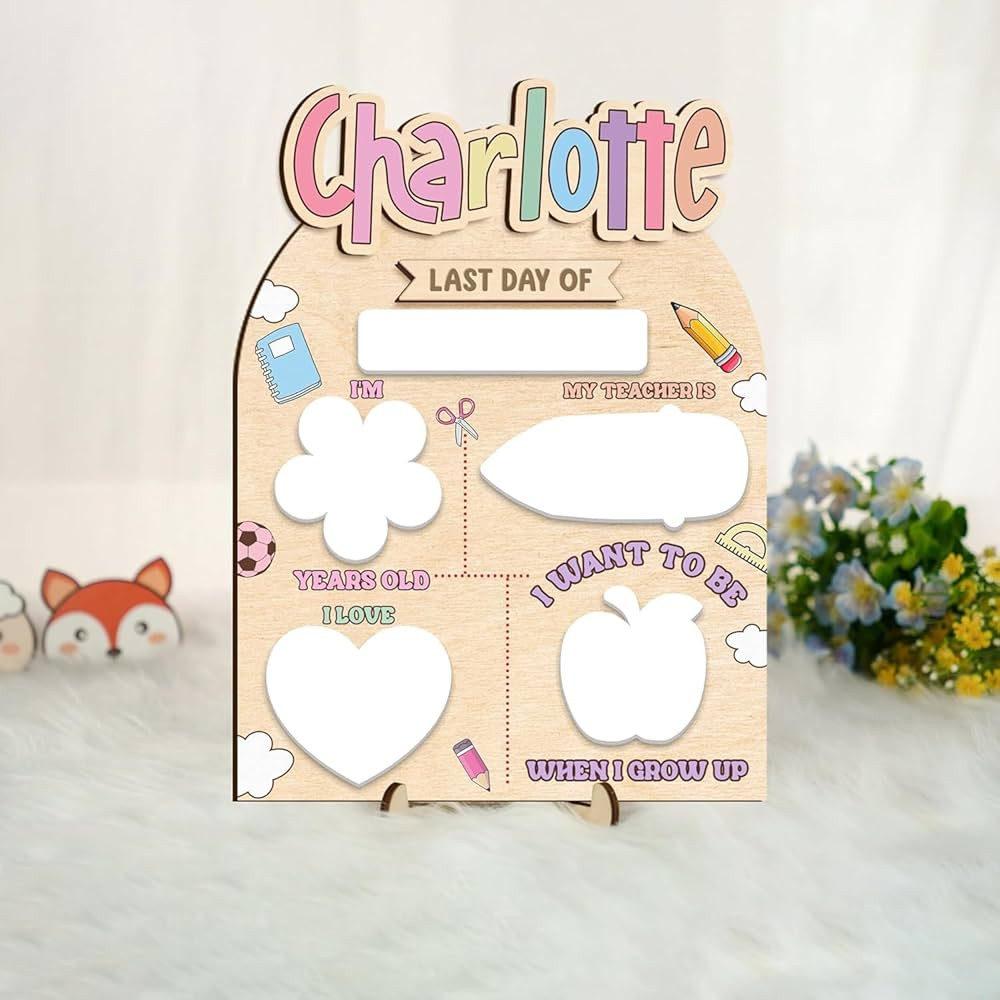 Dry Erase First Day of School Sign, Interchangeable Boards, Personalized Wooden School Board Gift | Amazon (US)