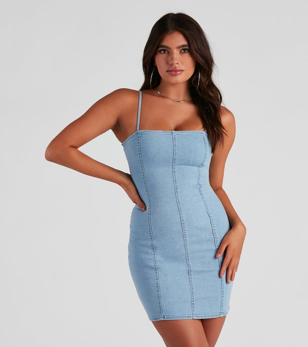 Denim Days Square Neck Mini Dress | Windsor Stores