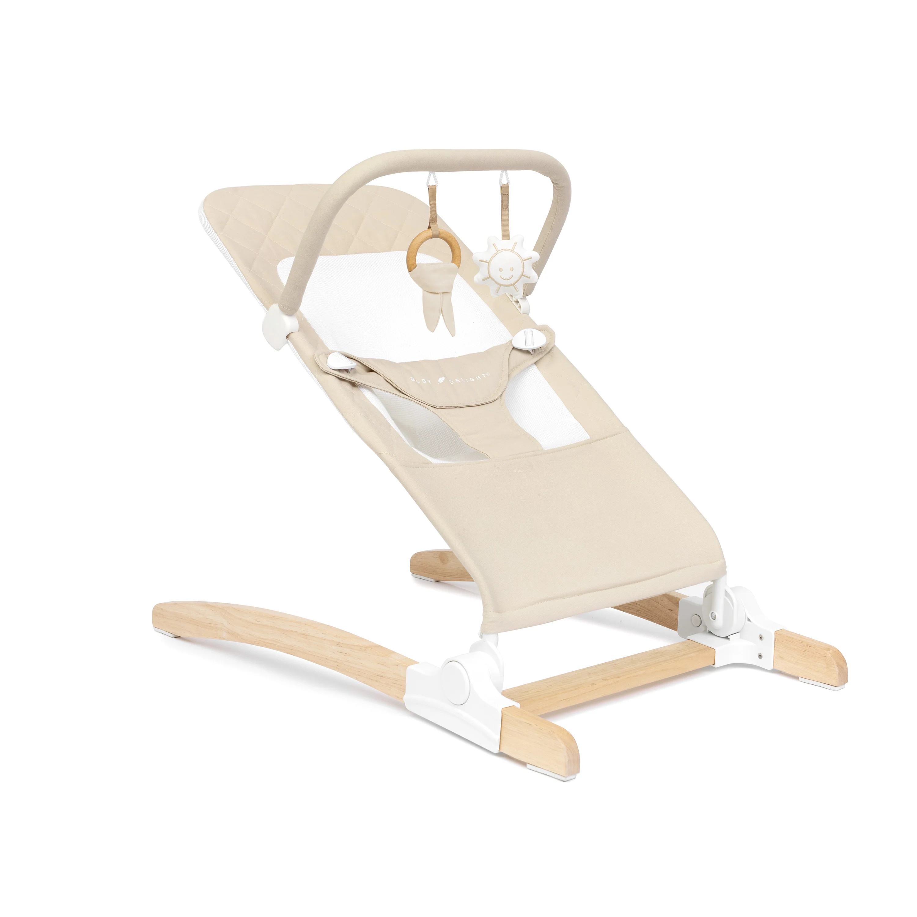 Heirloom Aspen Wood Bouncer - Organic Oat | Baby Delight