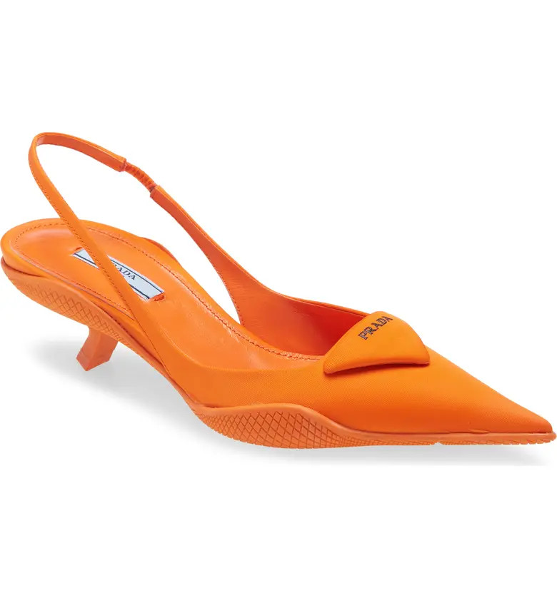 Triangle Logo Pointed Toe Slingback Pump | Nordstrom | Nordstrom