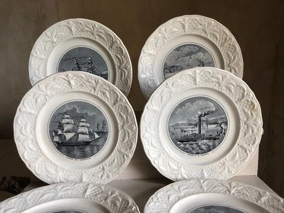 Set 6 Antique 19th French Ironstone Relief Plates. Antique | Etsy | Etsy (US)